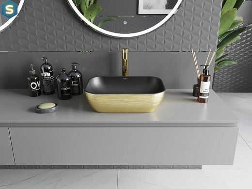 Умивальник Mexen Rita brushed gold black matt накладний MEX-21084577, Золотий