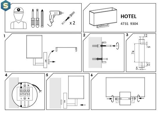 Бра Nowodvorski 9304 Hotel E27 2x60W IP20 Chrom