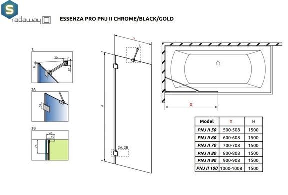 Шторка для ванны Radaway Essenza Pro PNJ 100 см Black 10101100-54-01