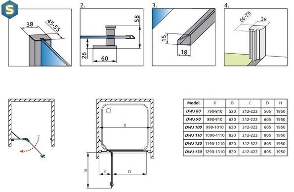 Душевая дверь Radaway Almatea DWJ 120 см 31402-01-12N
