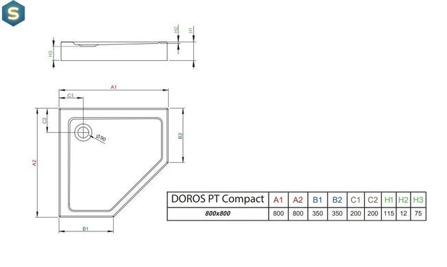 Душевой поддон Radaway Doros PT Compact 80x80 SDRPT8080-05
