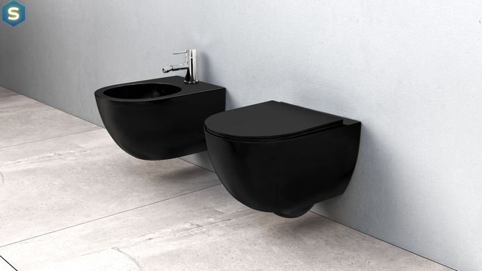 Підвісний унітаз Rea Carlo Mini rimless flat black mat REA-C8489, Черный матовый