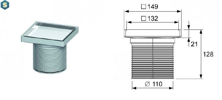 Решетка для трапа Tece DrainPoint S под плитку 150 мм 3660011