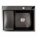 Кухонная мойка CM 65x50 R PVD черная Platinum Handmade (круглый сифон 3.0/0.8), Черный/золото