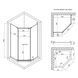 Душова кабіна Lidz Dozorca SC90x90.CRM.LOW.TR, скло прозоре 6 мм, Хром, Універсальна, прозорий