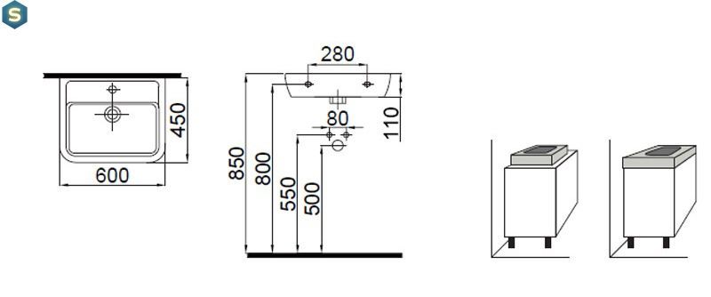 Умивальник Idevit Halley 45x60 3201-0455-1201, Каппучино