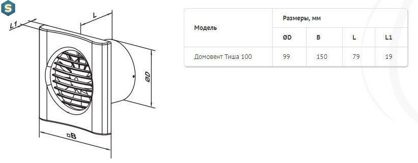 Вентилятор малошумный Домовент Тиша 100 Л