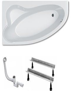 Ванна акриловая Koller Pool Nadine New 170x110 R + ножки + сифон NADINENEW170X110R+WBW001+B70CPMA57, Белый