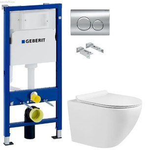 Інсталяція Geberit Duofix 458.103.00.1 з клавішею Delta20 хром глянсовий + Унітаз підвісний Volle Amadeus M 13-06-055M із сидінням Soft Close
