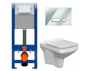 Инсталляция Cersanit Aqua 22 Mech QF WHB + унитаз Como CO DUR Slim SC EO + клавиша Intera CHR GL S701-505