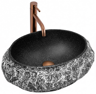 Умивальник Rea Mika накладний 50x38 см gabro black matt REA-U0634, Черный матовый