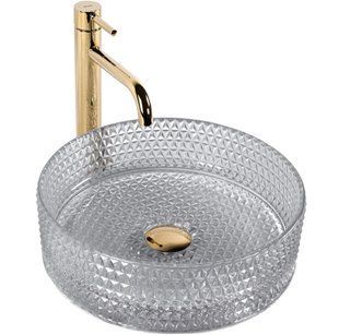 Умивальник Rea Cristal 35 light grey накладний REA-U9615, Прозрачный