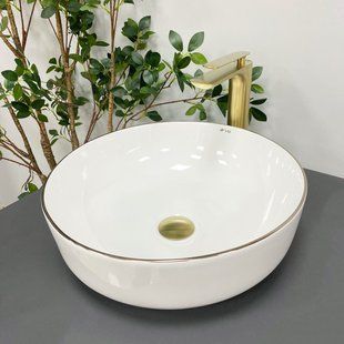 Умивальник (раковина) VBI BARI S WHITE GOLD EDGE накладний, Білий