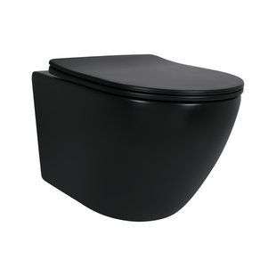Унітаз підвісний Qtap Robin New Ultra Quiet безобідковий з сидінням Soft-close Black matt QT13332381АSMB, Черный матовый