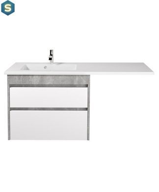 Тумба Мойдодыр Polo Loft 80-U Adam 140 L серая с крылом над стиральной машиной, Цемент матовый