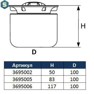 Мембранний (сухий) гідрозатвор Tece DrainPoint S низкий 3695002