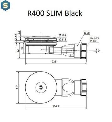 Сифон для душового піддону Radaway чорний R400B Slim
