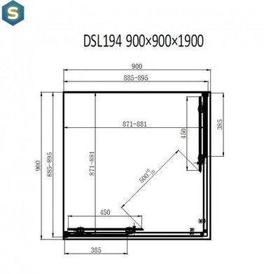 Душевая кабина Dusel DSL194B Black Matt 900x900x1900, Черный матовый, прозрачный, черный матовый, 90x90
