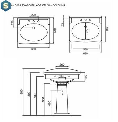Умывальник Hidra Ellade 68x56 D 15, Белый