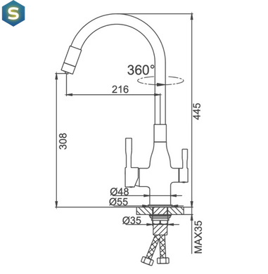 Змішувач для кухні Frap під фільтр з гнучким виливом F4396-3, Бронза