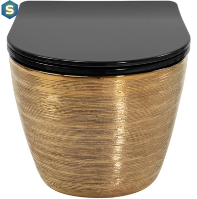 Підвісний унітаз Rea Carlo Flat brushed gold black REA-C3300, Золотий