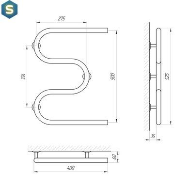 Полотенцесушитель Laris Змеевик 25 РС3 400x500 3/4" 71207170, Хром