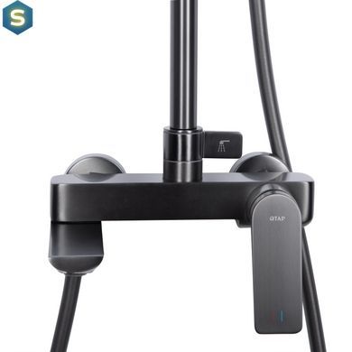 Душова система універсальна Qtap Vlasta New на три споживача (з виливом) QTVLA111GMB45651 Gunmetal Black PVD, Шліфований чорний хром