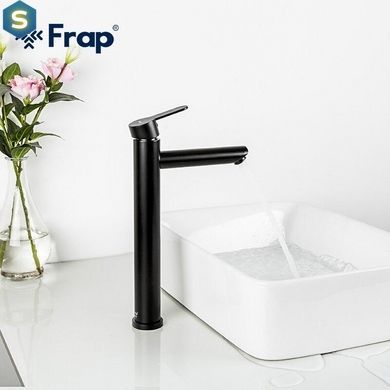 Смеситель для умывальника Frap F10801-62 высокий, черный, Черный матовый