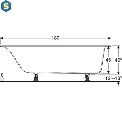 Ванна акрилова Geberit Soana 180x80 554.015.01.1 + ніжки, Білий