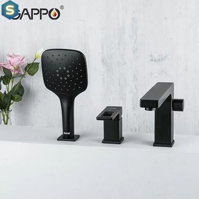 Смеситель для ванны на борт Gappo G1117-6, черный, Черный матовый
