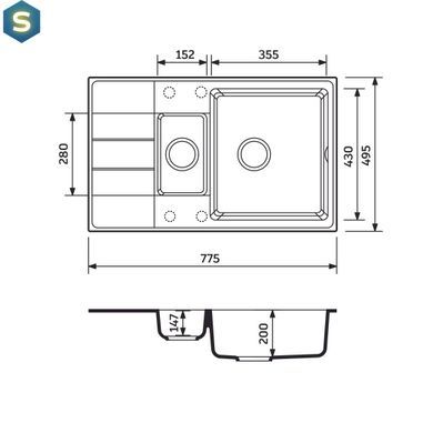 Кухонна мийка Adamant Anila Plus 775x495x200 сірий 100001405, Каппучино