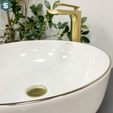 Умивальник (раковина) VBI BARI S WHITE GOLD EDGE накладний, Білий
