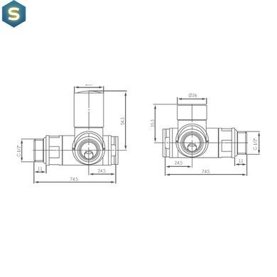 Комплект дизайн кранов под ТЭН Ideale Senso 1/2&rdquo;x1/2&rdquo; хром, Хром