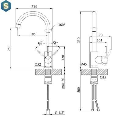Смеситель для кухни Kroner KRP Edelstahl Klassisch - ESG035 CV023000, Хром матовый