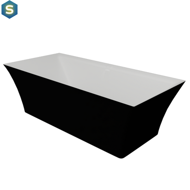 Ванна отдельностоящая матовая Amidicon Sparta 173x73 черная из литого камня SPARTA_173_BLACK_MAT, Черно-белый