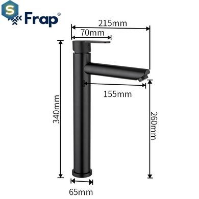 Смеситель для умывальника Frap F10801-62 высокий, черный, Черный матовый