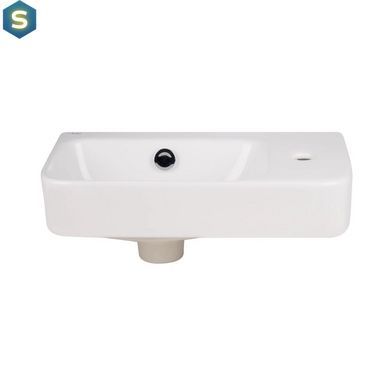 Умывальник Qtap Tern подвесной прямоугольный правый 450х260х155 мм White + донный клапан PU02O, Белый