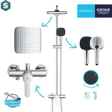 Душевая система Grohe QuickFix Vitalio Comfort System 250 26985001, Хром