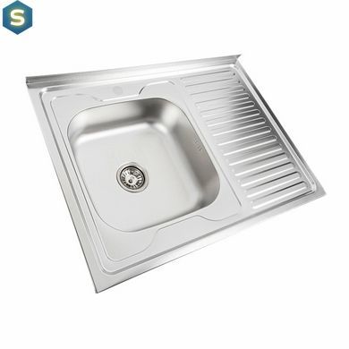 Кухонна мийка з нержавіючої сталі Platinum 8060 L декор (0,7/160 мм), Decor