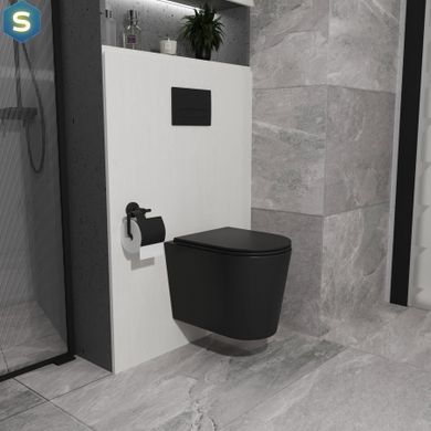 Унитаз подвесной Koller Pool Orion с сиденьем Soft-close черный матовый OR-0515-RW-MB, Черный матовый