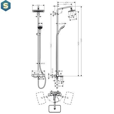 Душова система Hansgrohe Croma E 280 Showerpipe 27687000