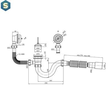 Сифон для ванни Kroner KRP - BS02 1 1/2"х40/50 мм з переливом, прямоточний CV032062