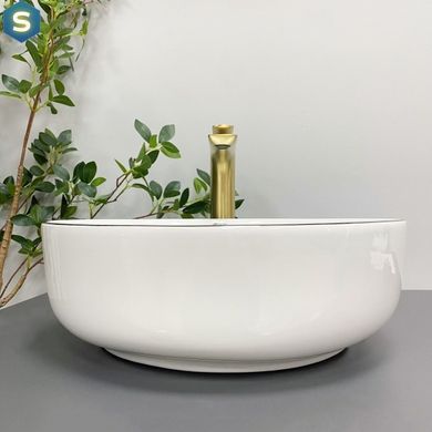 Умивальник (раковина) VBI BARI S WHITE GOLD EDGE накладний, Білий