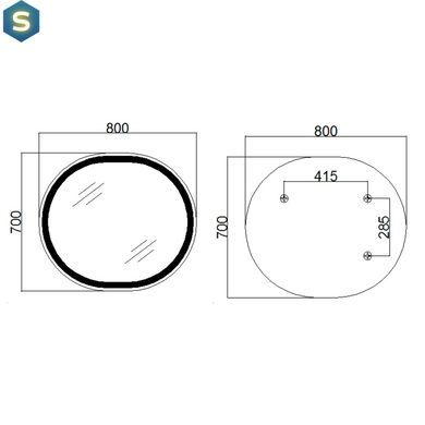 Дзеркало Qtap Gemini 800х700 з LED-підсвічуванням Touch, з антизапотіванням, з димером температури кольору (3000-6500K) Reverse QT2578R8072B
