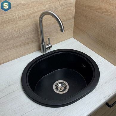 Кухонная мойка Adamant Circum 500x425x180 чёрный металлик 630223, Черный/золото