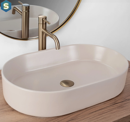 Умивальник Rea Nadia 60 beige matt накладний REA-U9661, Бежевий