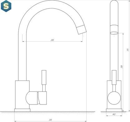 Смеситель для кухни Globus Lux Alpen SBT1-203S, Графитовый хром