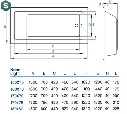 Ванна Koller Pool Neon Light 170х70 NEONLIGHT170X70