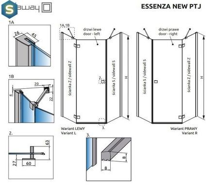 Душевая кабина Radaway Essenza New PTJ 80x80х200 385010-01-01L + 385049-01-01