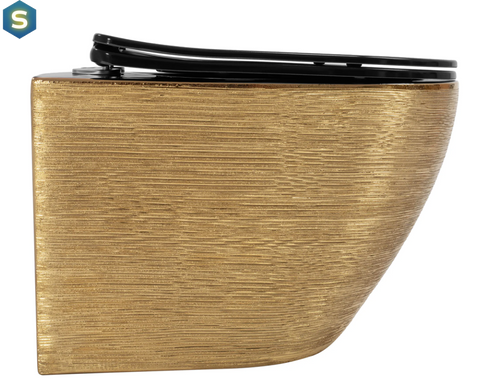 Підвісний унітаз Rea Carlo Flat brushed gold black REA-C3300, Золотий